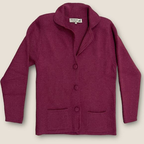 Maroon Peruvion Link Alpaca Collection button up Cardigan women’s size M - Picture 1 of 7